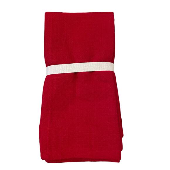 Embroidered JOY Christmas Dinner Napkins Set of 4 Holiday Red White 20x20 New - Picture 9 of 9